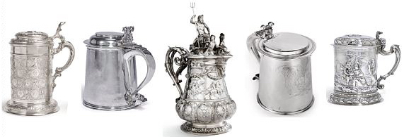 5 Silver Tankards